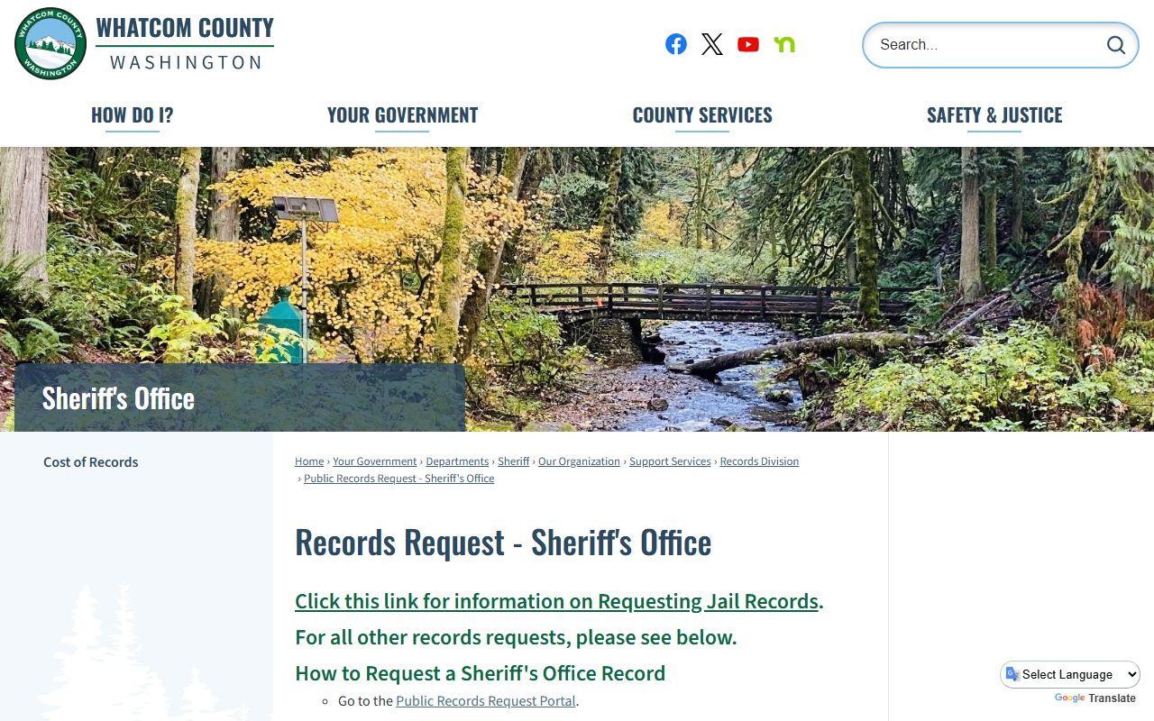 Whatcom County inmate records sheriff records request page